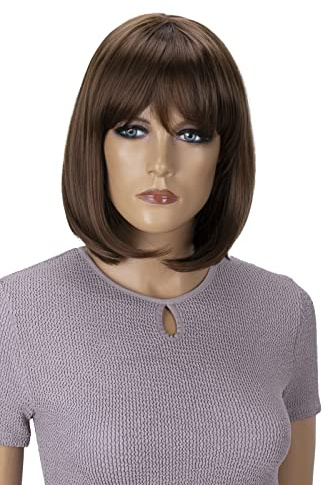 CAISHA Perücke Bob Wig Cosplay Fasching Halloween Hellbraun WB5