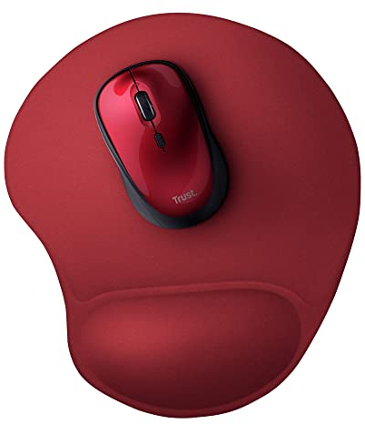 Trust BigFoot Tappetino per Mouse, Ergonomico, con Poggiapolsi in Gel, Fondo Antiscivolo, Superficie in Microfibra, Rosso