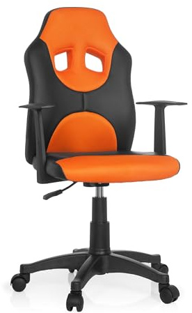 hjh OFFICE 670810 Snurrstol för barn KID GAME AL -Motorsport för barnrummet, Steglös justering av sitshöjden med toplift, Extra bekväm stoppning, Glada färger