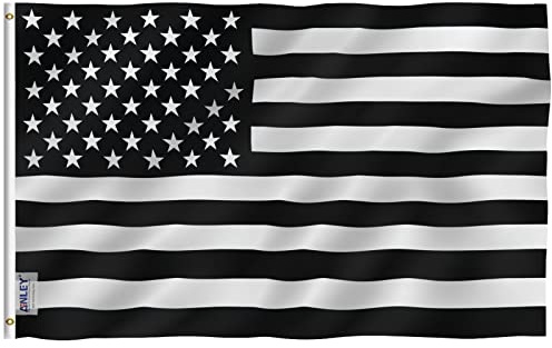 Anley Fly Breeze 3x5 Fuß Schwarz-Weiß Amerikanische Flagge - Lebendige Farbe und UV-beständig - Canvas Kopfzeile und doppelt genäht - Rezession USA Flags Polyester mit Messingösen 3 X 5 Ft