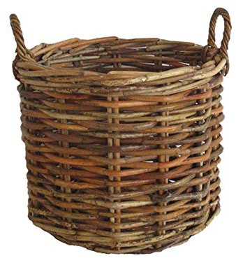 fantasie d oriente Cesto Porta Legna Vimini cm 66x51 h Rotondo Robusto Anche Porta Vaso con Manici cm 62