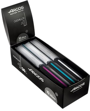 Arcos Serie Cuchillos de Mesa - Juego de 36 cuchillos de mesa - Hoja de Acero Inoxidable NITRUM de 100 mm - Mango Polipropileno (3 Colores)