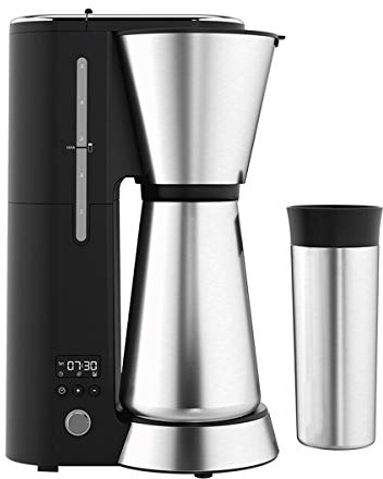 LTLWSH Mini Cafetière Filtre, avec verseuse Isotherme (625 ML) et to Go Gobelet Isotherme (125 ML), Minuteur 24 Heures, Design Compact