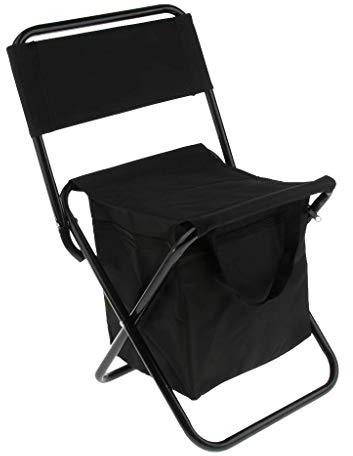 Tubayia Klappbar Campingstuhl Gartenstuhl Klappstuhl mit Kühltasche für Camping, Angeln, Picknick (Schwarz)