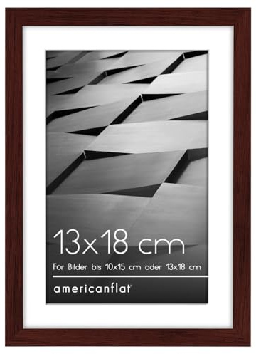 Americanflat 7x5 Photo Frame in Mahogany Colour - Thin Border 6x4 Photo Frame with Mount or 7x5 Frame Without Mount - Picture Frame with Shatter-Resistant Glass and Easel for Wall and Tabletop Display