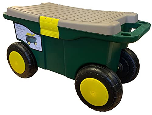 Rolling Sit On Garden Tool Storage Cart