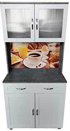 HTI living Küchenbuffet 1 Schublade Blanca Bistro Küchenschrank Hochschrank Weiß Beton