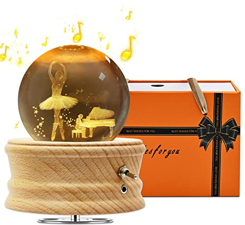 Sentasi Boîte à Musique Boule De Cristal 3D, Boite Musique Rotative à 360°et Projection De Lumière Chaude pour Enfants/Adultes/Mariage/Meilleur Ami/Cadeaux De Noël