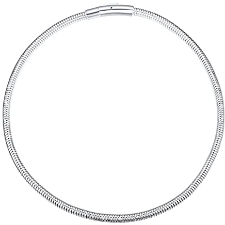 FindChic Choker Kette Damen Halskette Edelstahl Silber Schlangenkette Charm Collier Schlangenknochen Kette für Frauen Männer Geschenke für Geburtstag Weihnachten Valentinstag, Kettelänge 45cm