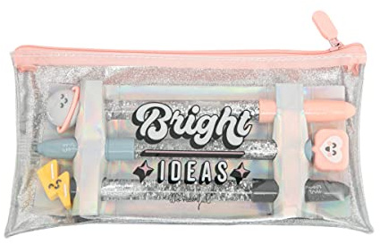 Mr. Wonderful - Set mit Federmäppchen und 3 Stiften – Bright Ideas, Tintenfarben: Rot, Blau und Schwarz., Modern