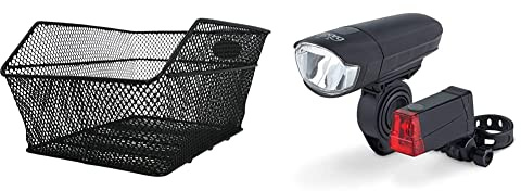 Fischer Gepäckträgerkorb School, Fahrradkorb, engmaschig, diebstahlsicher, für E-Bikes geeignet, Tragkraft 25 kg, schwarz