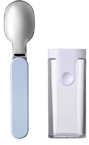 Mepal - Klapplöffel Ellipse - Wiederverwendbarer Löffel zum Mitnehmen - Klapplöffel für Joghurtbecher - Reisebesteck - Inklusive Aufbewahrungsetui - Edelstahl - Nordic blue