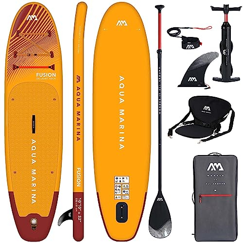 Aqua Marina Aufblasbar Sup Board Stand up Paddle AQUAMARINA Fusion Komplette Packung 330x81x15cm mit Kayak Sitz