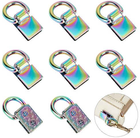 WADORN 8 Stück Aufhängeverschluss Für Geldbörse, Regenbogenfarbene Metalltaschen-Seitenclip-Schnalle, Metalltaschen-Kettenschnalle, Abnehmbare D-Ring-Schnalle, Kettenglied-Verbindungs, 22.5x15.5 mm