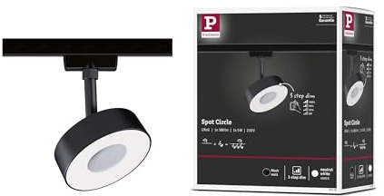 Paulmann 95595 3-Step-Dim Circle URail LED Rail spot 180lm 5W 4000K dimmable 230V Black matt Rail System