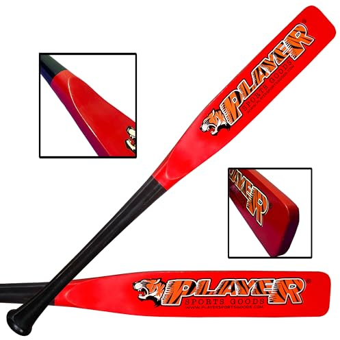 PSG 78.7 cm Pro Maple Flat Half Paddle Training Baseball & Softball Schläger in der Größe 78,7 cm / Gewicht 567.0 g / flach 7.6 cm für professionelle Spieler in schwarzem Griff & rotem Schaft