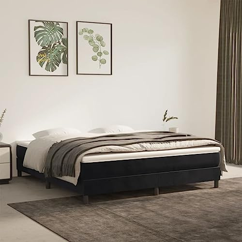Hovothy Boxspringbett Samt 180x200 cm Stauraumbett Gepolsterter Plattformbettrahmen Einzelbett Ausziehbett für Schlafzimmer Gästezimmer Schwarz