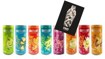 Shatlers Cocktail Mix Paket - 8 versch. Coktail Sorten : Long Island Iced Tea + Pink Gin Fizz + Pina Colada + Sex on the Beach + Mojito + Mai Tai + Swimmingpool + Caipirinha je 0,25L (10,1%