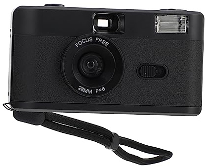 Angoily Wiederverwendbare Vintage Filmkamera Abs mit Eingebautem Blitz für 35-mm Film Point Shoot Retro Schwarz ohne Batterie
