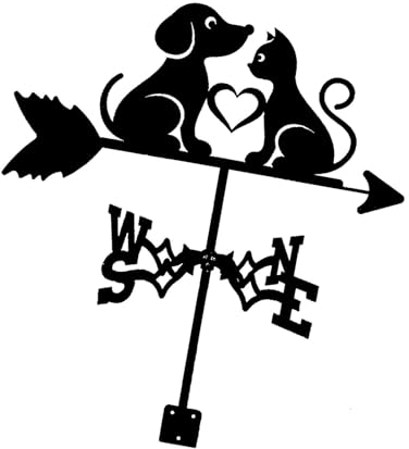 F Fityle Wetterfahne, Windrichtungsanzeiger, Garten-Kunst-Dekor, dekorative Wetterhahn-Messwerkzeuge, Wetterfahne, Katzen-Hund-Kunst-Dekor
