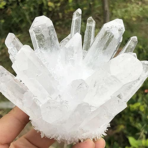 CZAOINCU Raumdekoration Natürlicher weißer transparenter Kristallcluster-Erzstein, der Steinreinigungs-Energiestein-DekorationKristallstein entmagnetisiert (Size : 450-500g)