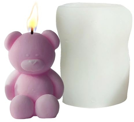 Moule en silicone en forme d'ours en peluche - Moule à savon - Moule en silicone - Moule à bougie - Moule à gâteau réutilisable - Moule à gâteau pour bonbons et chocolat