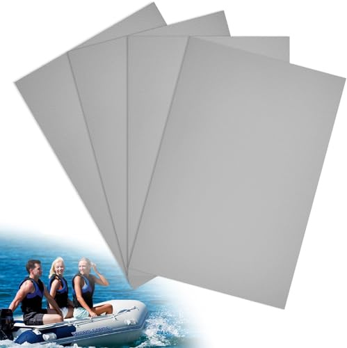 WOUMON Schlauchboot Reparaturset, 4pcs PVC Kajak Reparatur Patches,Wasserdichtes SUP Flickzeug Set für Kanu, Kajak, Schlauchboot (grau)