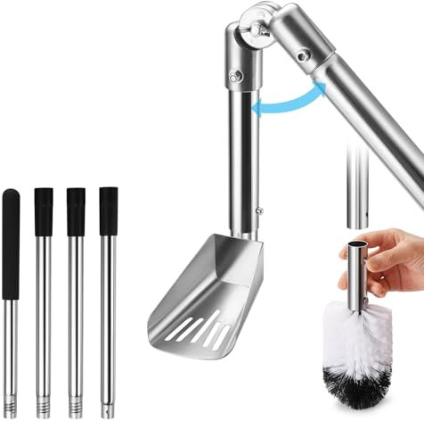 Gutter Cleaning Tools, 6.4FT Long Pole & Gutter Brush Included Gutter Cleaner, Gutter Scoop for Garden, Ditch, Villas, Townhouses Standard Gutters, Easy Remove Leaves Debris