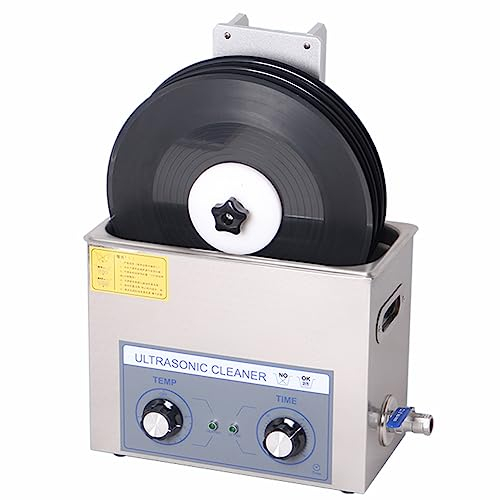 Pulitore ad ultrasuoni, Macchina per la Pulizia di Dischi in Vinile ad ultrasuoni da 6 Litri con Supporto sollevabile, 4 Pezzi Una Volta, Pulizia LP Fronte-Retro con Rotazione Automatica, Timer 0-30