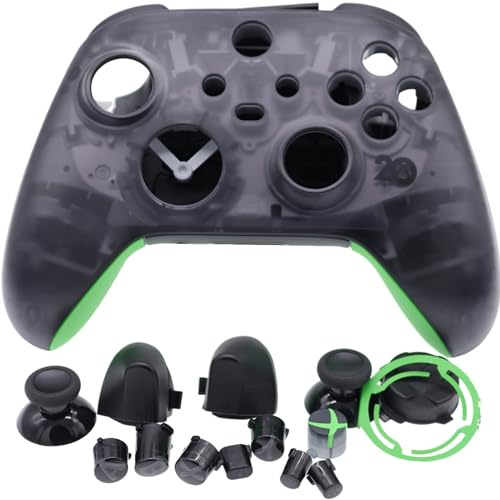 Deal4GO FULL Housing Shell kit w/Trigger Buttons Thumbsticks Bumper D-pad replacement for Xbox Series X|S Controller (20th Semi-transparent), White Limited Edition
