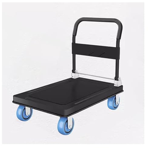 Generisch Faltbarer Plattformwagen, Hochleistungs-Transportwagen, beweglicher Lager-Schiebewagen, beweglicher Pritschenwagen mit dämpfenden TPR-Rädern(Black,73x47x80cm)