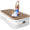 Airefina Single Air Bed with Built in Pump, Air Mattress in Fast Self-Inflation/Deflation, Portable Inflatable Mattress for Camping & Home, Flocked Surface Airbed -190 × 99 × 40cm