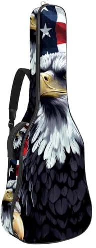 Custodia per chitarra acustica, bella custodia per chitarra da 40/41/42 pollici, custodia impermeabile con tasche multiple e protezione migliorata, animali della bandiera americana, Multicolore,
