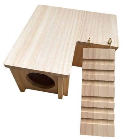 CIYODO Hamster Hideout Bois avec Château pour Lapin Refuge pour Petits Animaux Jeu De Maison Bois sans Fond Adapté pour Hamsters Cochons Et Rongeurs