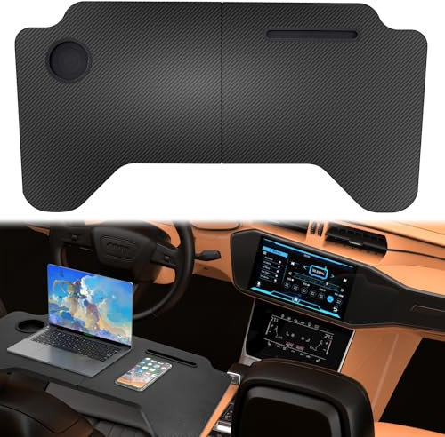 Yinnhom Car Laptop Desk, Steering Wheel Eating Table, Carbon Fiber Tray for Dining, Reading, Working, Notebook Laptop