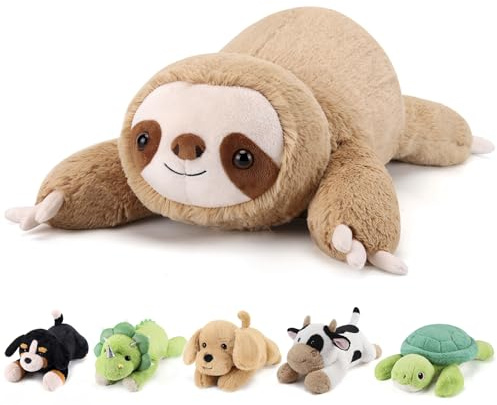 gnomantic Sloth Weighted Stuffed Animals - 22 Inch 4.5 Pounds Weighted Plushies Sloth Stuffed Animals - Big Plush Pillow - Cute Plush Toys Gifts for Kids & Adults (22 4.5 lbs)