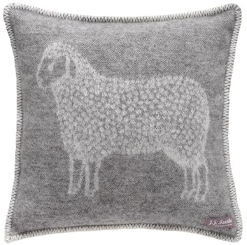 JJ Textile Dot Sheep Cushion Cover 100% Wool - Soft & Cosy with a Reversible Design - Decorative Square Throw Cushion Covers for Bed, Sofa & Home Decor - 45cm x 45cm