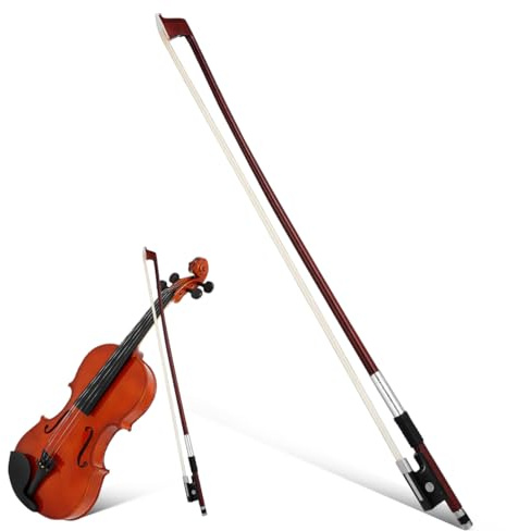 Vaguelly Violin Bow Full Size Wood Stick with Horsetail Hair Balanced Musical Instrument Bow for Practice and Performance