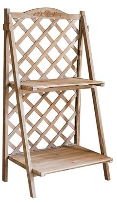 Panca da vaso, panca da lavoro da giardino, tavolo da lavoro in legno, tavolo da lavoro da giardino all'aperto con mensola, ripiani aperti per patio, cortili, balcone, giardino, cortile,