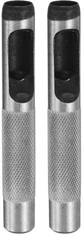 QUARKZMAN 2 Stück 10mm Lochstanzer, Locheisen Leder Rund Hohlstanzwerkzeug aus Karbonstahl Kreis Schneidwerkzeug für Gürtel Lederhandwerk Uhrenarmbänder Papier