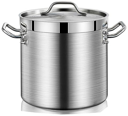 Olla de Acero Inoxidable 304 de 25 l, Resistente, Grande, para Catering, Olla sopera Espesa y Profunda con Tapa, Apta para Uso alimentario, para Uso Comercial o doméstico