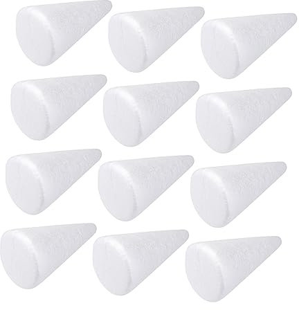 VILLCASE 30 Stück Weiße Schaumstoffkegel 150mm Kinder Selbstgemacht Bastelkegel Sichere Leichte Polystyrol Vollkegel Für Weihnachtsbaum Und Bastelprojekte