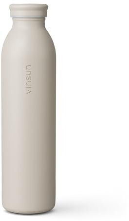 Vinsun Botella Agua Acero Inoxidable 600ml - A Prueba de Fugas, Apta para Ácido Carbónico, Sin BPA, Doble Pared - Botella Termica para Deporte, Oficina
