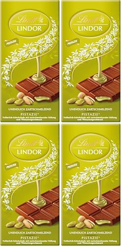 Lindt Schokolade LINDOR Pistazie | 100 g Tafel | Feinste Vollmilch-Schokolade mit einer unendlich zartschmelzenden Füllung mit Pistaziengeschmack | Schokoladentafel | Schokoladengeschenk