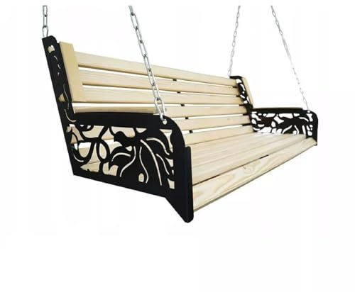 QLS Garten Hollywoodschaukel 150 cm Rahmen mit Holzleisten bis zu 300 kg belastbar