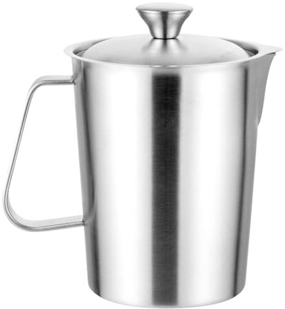 Milk Frother Cup, Milk Frother Pitcher, Stainless Steel Measuring Pitchers, 2L Capacity, Precise Measurement, Coffee Frothing Tool, Portable Kitchen Accessory for Home Brunch Cafes
