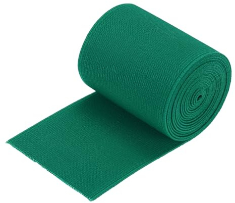 sourcing map Banda elástica ancha de sarga de doble cara (70 mm) 2.8 pulgadas plana de 2 yardas, banda elástica tejida de punto, correa elástica pesada, color verde oscuro para costura, cintura