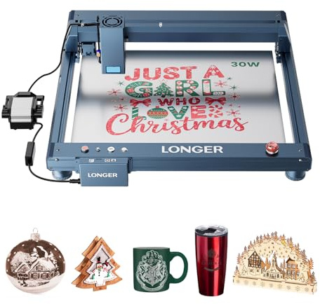 LONGER B1 Lasergravierer, 20W, 45 x 44 cm Arbeitsbereich, Dunkelgrün | Automatische Air Assist, CNC-Steuerung, Metallgravur, Acryl- und Glasbearbeitung, Holz- und Lederbearbeitung, Laser Cutter