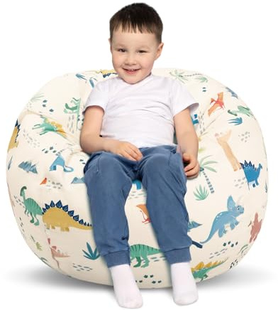 decalsweet Sitzsack Kinder, Stofftier Aufbewahrung Dinosaurier (Nur Tasche) | Waschbar, mit Reißverschluss, Kuscheltiere Aufbewahrung, Kinderzimmer, Spielzeug, Kleidung, Mädchen Jungen, Organizer