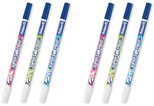 Pelikan Tintenlöscher Super Pirat, Set mit 6 Tintenkillern, Strichstärke M (medium)